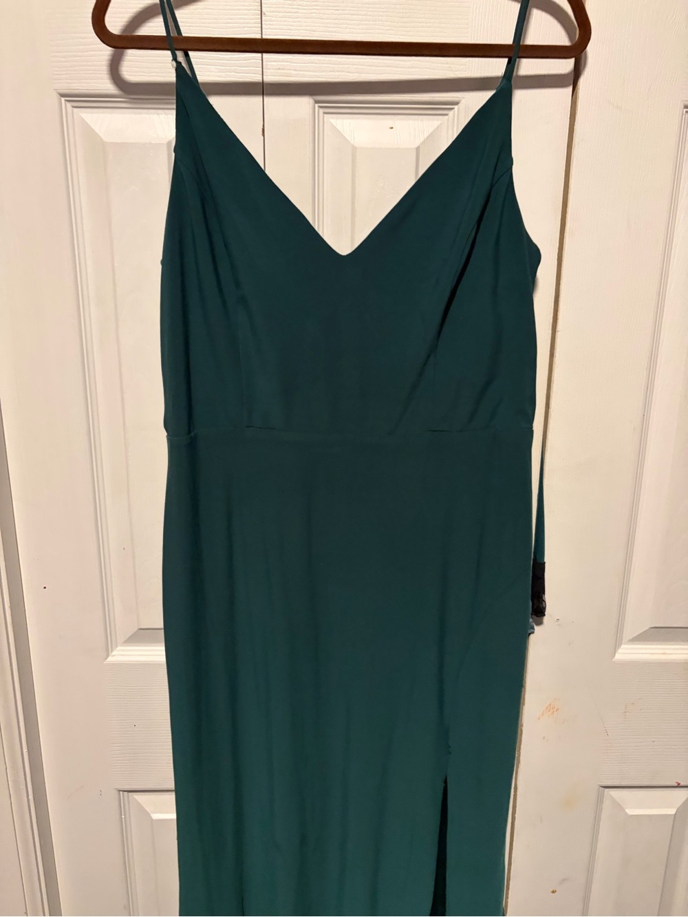 Teal V-Neck Spaghetti Strap Dress